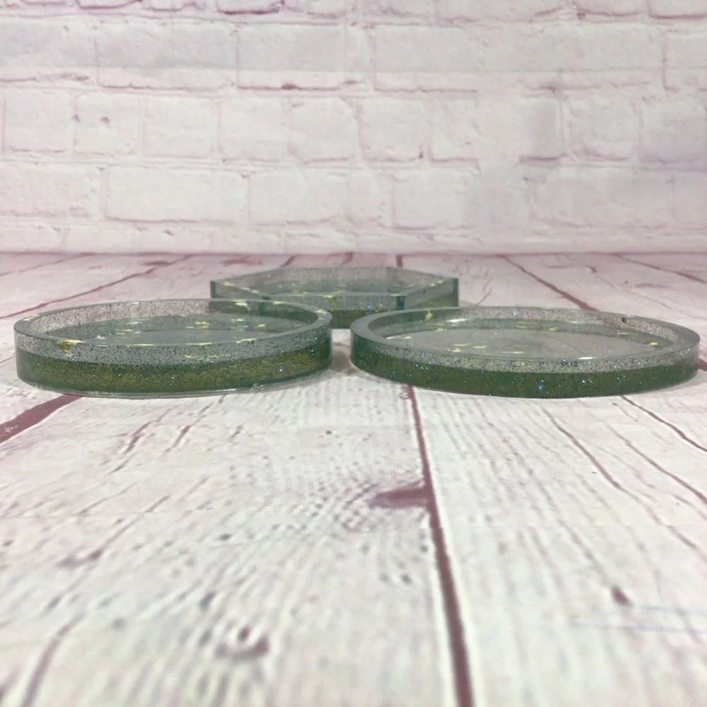 Hand Crafted Glitter Dolphin Coasters - Set of 3